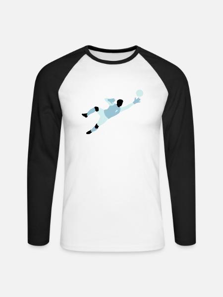 torwart_012015_a_3c - Unisex Baseballshirt langarm - Weiß/Schwarz