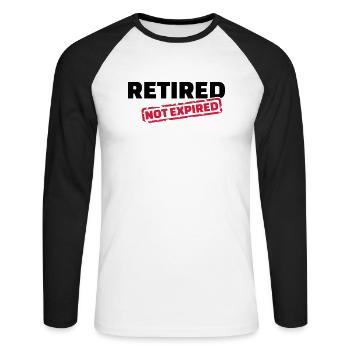 Retired not expired - T-shirt baseball manches longues Homme - blanc/noir - Devant - Nik (191cm)