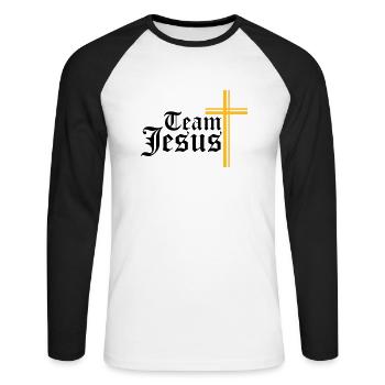 l'équipage de l'équipe croix seigneur jésus concep - T-shirt baseball manches longues Homme - blanc/noir - Devant - Nik (191cm)