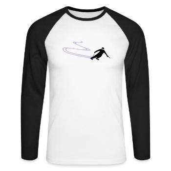 Sport - Skifahrer - Unisex Baseballshirt langarm - Weiß/Schwarz - Vorne - Nik (191cm)