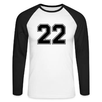 22 - Unisex Baseballshirt langarm - Weiß/Schwarz - Vorne - Nik (191cm)