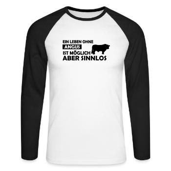 ein leben ohne angus - Unisex Baseballshirt langarm - Weiß/Schwarz - Vorne - Nik (191cm)