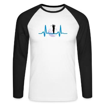 Golfer & Herzschlag - Golf - Unisex Baseballshirt langarm - Weiß/Schwarz - Vorne - Nik (191cm)