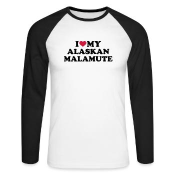 Alaskan Malamute - T-shirt baseball manches longues Homme - blanc/noir - Devant - Nik (191cm)
