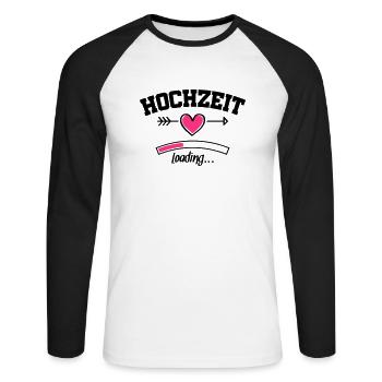 hochzeit loading herz - Unisex Baseballshirt langarm - Weiß/Schwarz - Vorne - Nik (191cm)