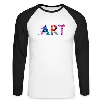 Art. 12 - Unisex Baseballshirt langarm - Weiß/Schwarz - Vorne - Nik (191cm)