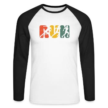 Run Retro Laufen Vintage Läufer Ausdauer Fitness - Unisex Baseballshirt langarm - Weiß/Schwarz - Vorne - Nik (191cm)