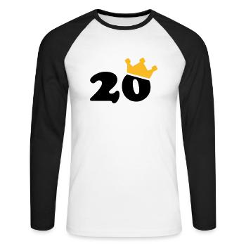 20 Krone 20. Geburtstag 20 Jahre - Unisex Baseballshirt langarm - Weiß/Schwarz - Vorne - Nik (191cm)