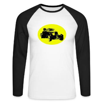Auto - Unisex Baseballshirt langarm - Weiß/Schwarz - Vorne - Nik (191cm)
