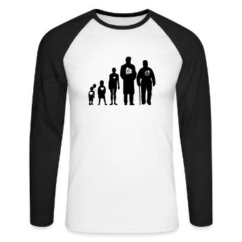 Der Kreislauf des Lebens: Liebe, Geld, Zeit - Unisex Baseballshirt langarm - Weiß/Schwarz - Vorne - Nik (191cm)
