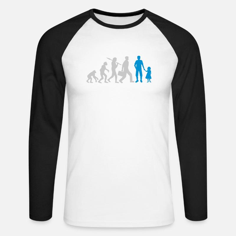 Evolution Papa Tochter Kind - Unisex Baseballshirt langarm - Weiß/Schwarz