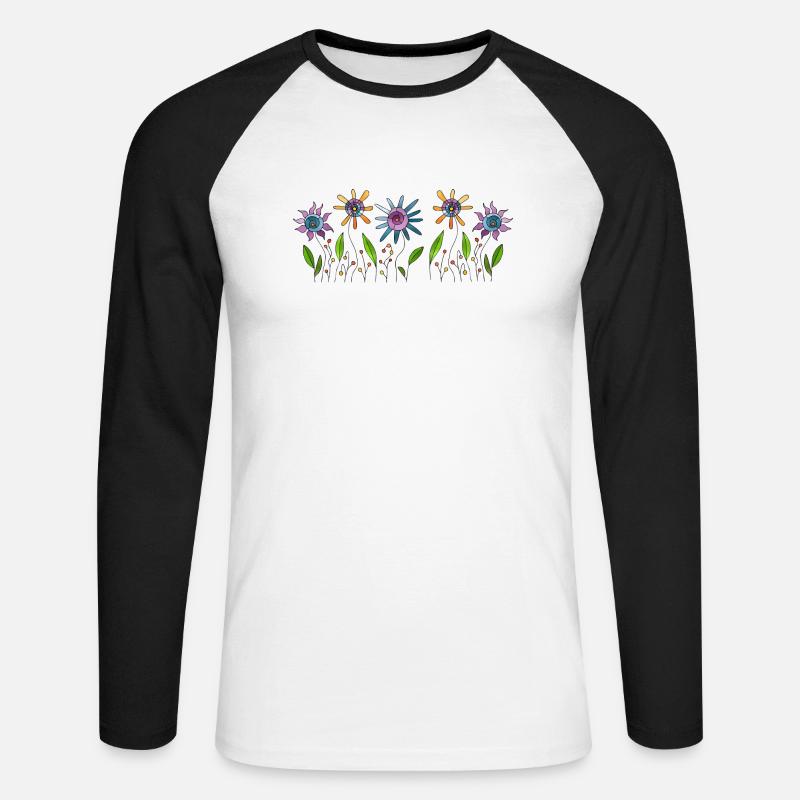 Blumen - Unisex Baseballshirt langarm - Weiß/Schwarz