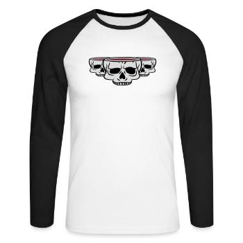 3 Friends Cup Skull - Unisex Long Sleeve Baseball T-Shirt - white/black - Front - Nik (191cm)
