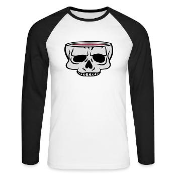 Cartoon Skull Cup Horreur - T-shirt baseball manches longues Homme - blanc/noir - Devant - Nik (191cm)