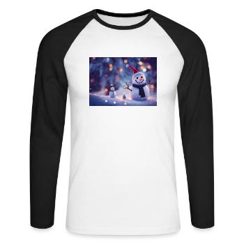 Joyeux Noël Bonhomme de neige - T-shirt baseball manches longues Homme - blanc/noir - Devant - Nik (191cm)