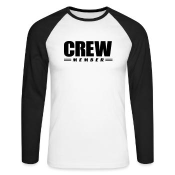 Membre d’équipage - T-shirt baseball manches longues Homme - blanc/noir - Devant - Nik (191cm)