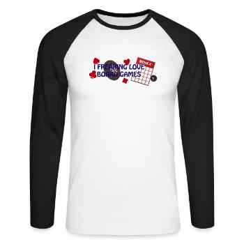 boardgame chess backgammon game night - Unisex Baseballshirt langarm - Weiß/Schwarz - Vorne - Nik (191cm)