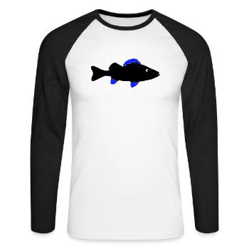 Poisson perche - T-shirt baseball manches longues Homme - blanc/noir - Devant - Nik (191cm)