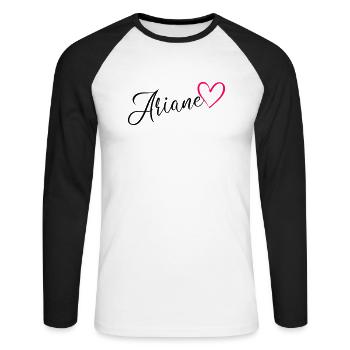 Ariane Surname First Name Heart pink - Unisex Long Sleeve Baseball T-Shirt - white/black - Front - Nik (191cm)
