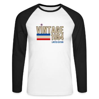 Vintage 1954 limited edition - T-shirt baseball manches longues Homme - blanc/noir - Devant - Nik (191cm)