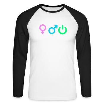 Homme Femme Gamer Gaming - T-shirt baseball manches longues Homme - blanc/noir - Devant - Nik (191cm)