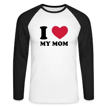 I Love My Mom - Unisex Baseballshirt langarm - Weiß/Schwarz - Vorne - Nik (191cm)