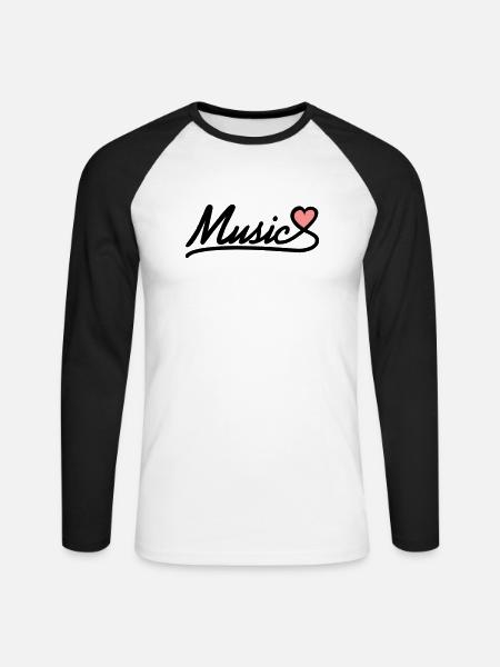 music - Unisex Long Sleeve Baseball T-Shirt - white/black