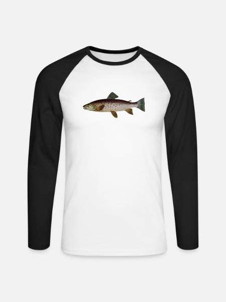 Forelle - Unisex Baseballshirt langarm - Weiß/Schwarz