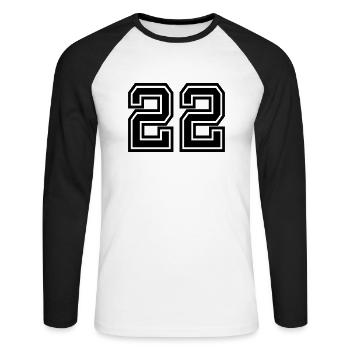 22 - Unisex Baseballshirt langarm - Weiß/Schwarz - Vorne - Nik (191cm)