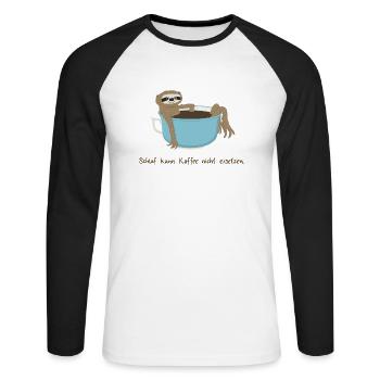 Schlaf kann Kaffee nicht ersetzen - Unisex Baseballshirt langarm - Weiß/Schwarz - Vorne - Nik (191cm)