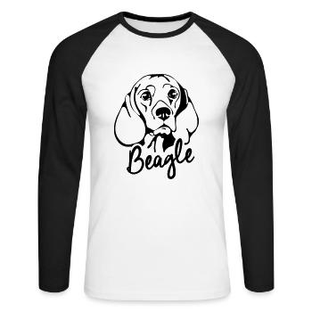 BEAGLE PORTRAIT chien canin Wilsigns - T-shirt baseball manches longues Homme - blanc/noir - Devant - Nik (191cm)