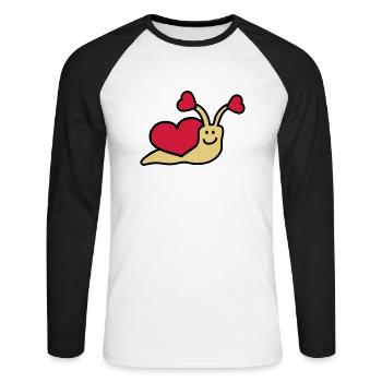 love_snail_3c - T-shirt baseball manches longues Homme - blanc/noir - Devant - Nik (191cm)