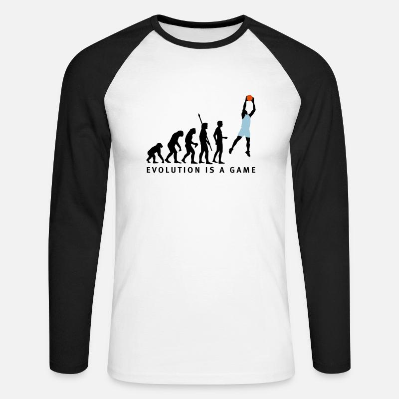 evolution_basketball_072011_b_3c - Unisex Baseballshirt langarm - Weiß/Schwarz
