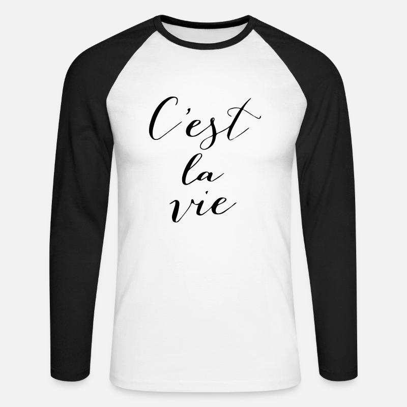 C'est la vie - Unisex Baseballshirt langarm - Weiß/Schwarz