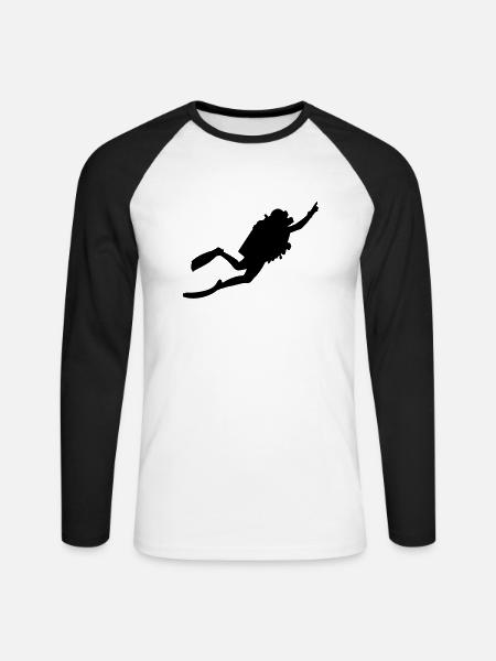 diver - Unisex Long Sleeve Baseball T-Shirt - white/black