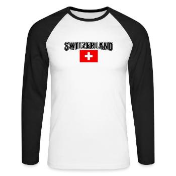 Suisse - T-shirt baseball manches longues Homme - blanc/noir - Devant - Nik (191cm)