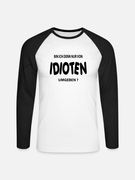 idiot - Unisex Long Sleeve Baseball T-Shirt - white/black