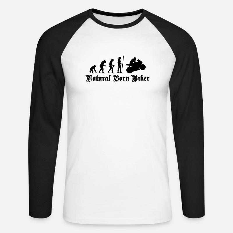 evolution_biker - Unisex Long Sleeve Baseball T-Shirt - white/black
