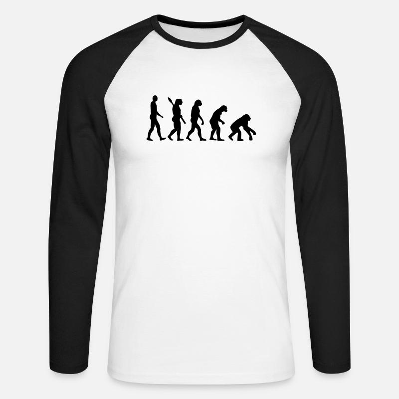 Evolution backwards - Unisex Long Sleeve Baseball T-Shirt - white/black