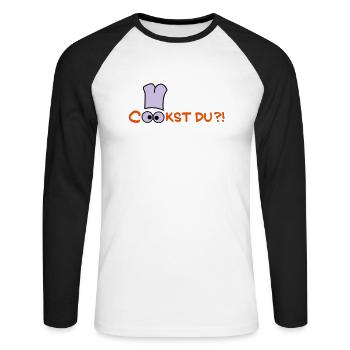 Cook st Du? - Unisex Baseballshirt langarm - Weiß/Schwarz - Vorne - Nik (191cm)