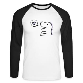 Cute Dino - T-shirt baseball manches longues Homme - blanc/noir - Devant - Nik (191cm)