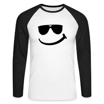 cool_smily_f1 - T-shirt baseball manches longues Homme - blanc/noir - Devant - Nik (191cm)