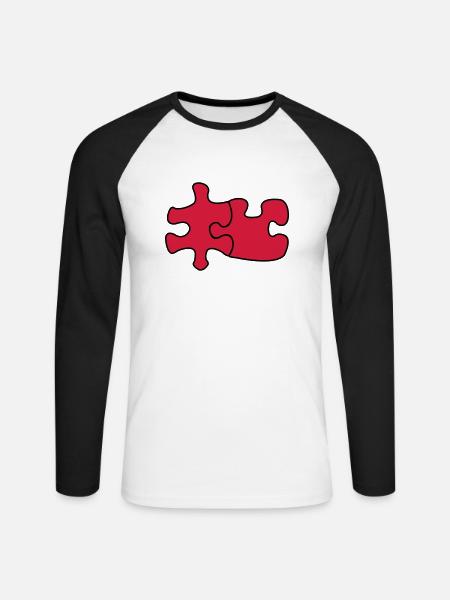 puzzle1 - T-shirt baseball manches longues Homme - blanc/noir