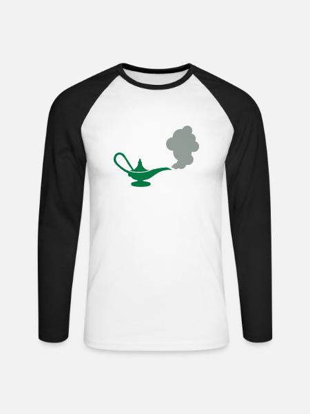 Wunderlampe - Unisex Baseballshirt langarm - Weiß/Schwarz