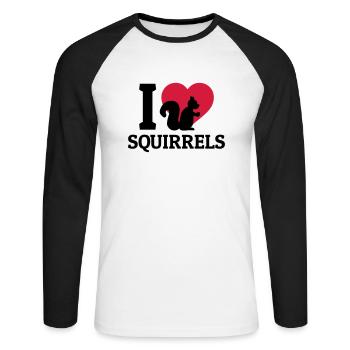 I love Squirrels - T-shirt baseball manches longues Homme - blanc/noir - Devant - Nik (191cm)