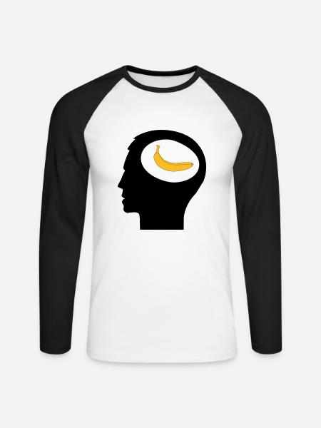 , Banane im Kopf - Unisex Baseballshirt langarm - Weiß/Schwarz