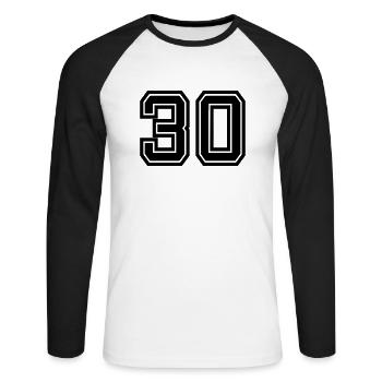 30 - Unisex Baseballshirt langarm - Weiß/Schwarz - Vorne - Nik (191cm)