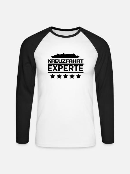 kreuzfahrt experte - Unisex Baseballshirt langarm - Weiß/Schwarz