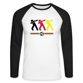 dabbing deutschland fussball - Unisex Baseballshirt langarm - Weiß/Schwarz - Vorne - Nik (191cm)