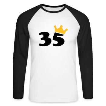 35 crown 35 birthday 35 years - Unisex Long Sleeve Baseball T-Shirt - white/black - Front - Nik (191cm)